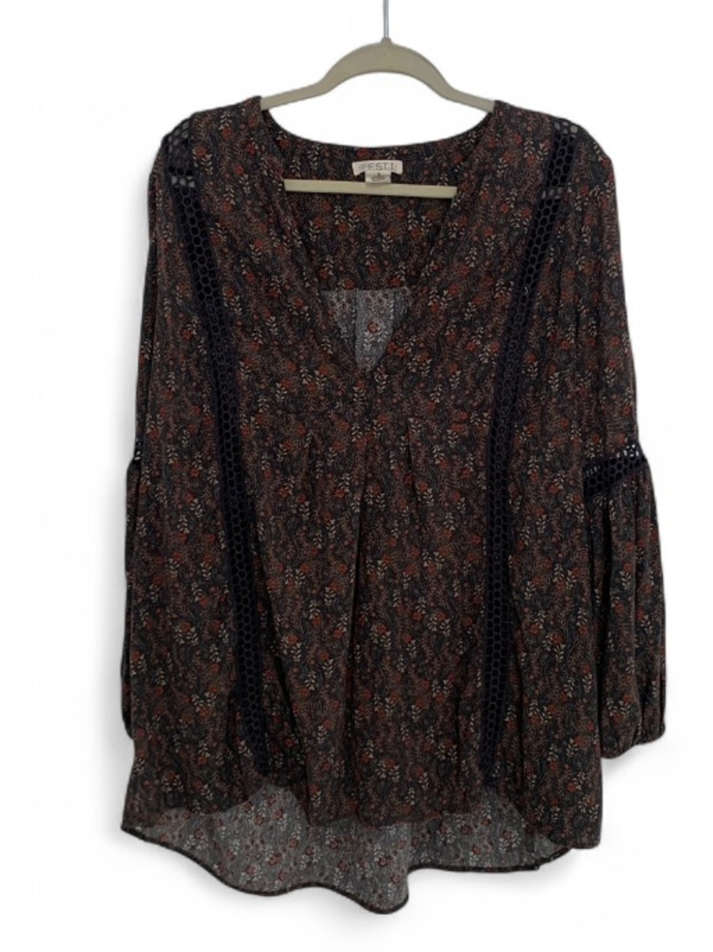 Torrid Festi Dark Floral Bohemian Tunic Top - Picture 1 of 8